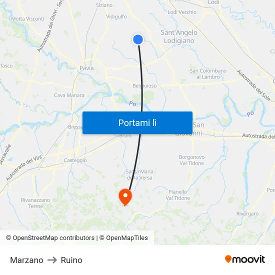 Marzano to Ruino map