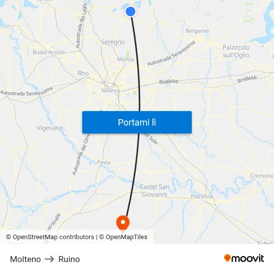 Molteno to Ruino map