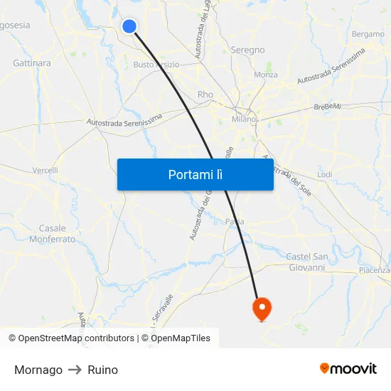 Mornago to Ruino map
