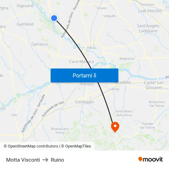 Motta Visconti to Ruino map