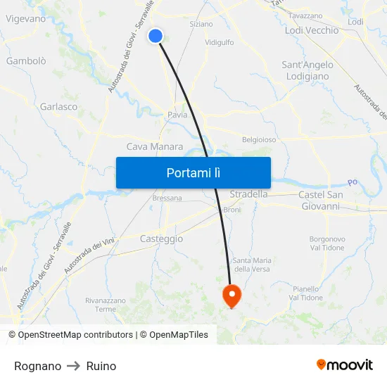 Rognano to Ruino map
