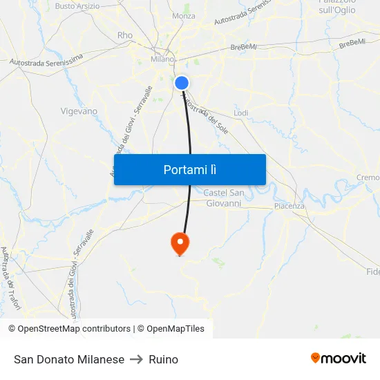 San Donato Milanese to Ruino map