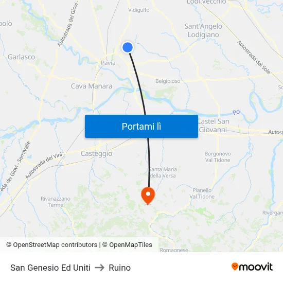 San Genesio Ed Uniti to Ruino map
