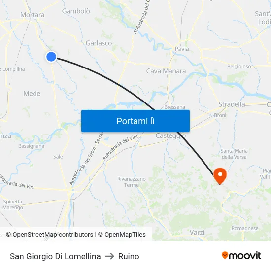 San Giorgio Di Lomellina to Ruino map