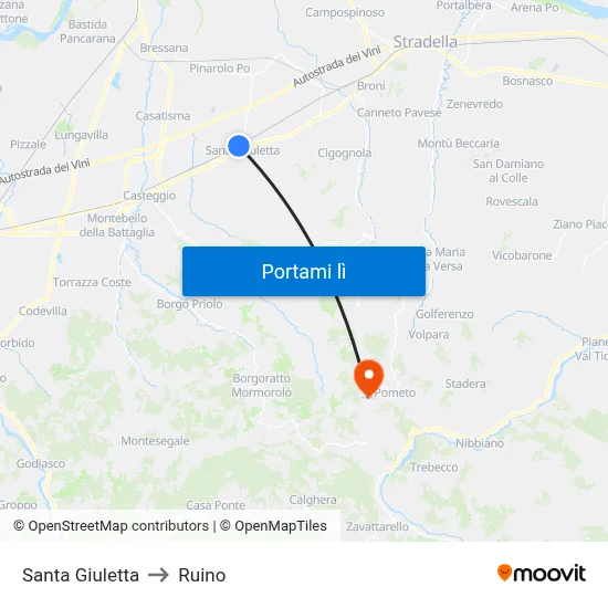 Santa Giuletta to Ruino map