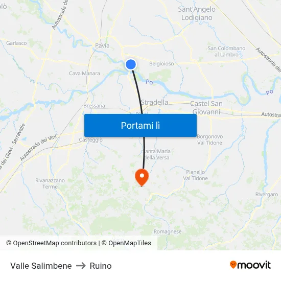 Valle Salimbene to Ruino map