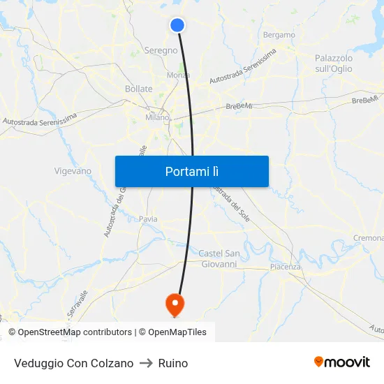 Veduggio Con Colzano to Ruino map