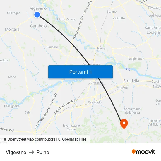 Vigevano to Ruino map