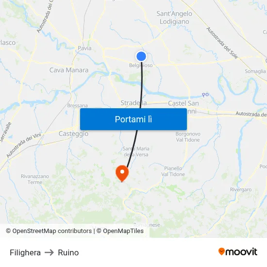 Filighera to Ruino map
