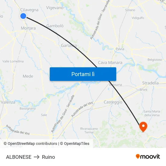 ALBONESE to Ruino map
