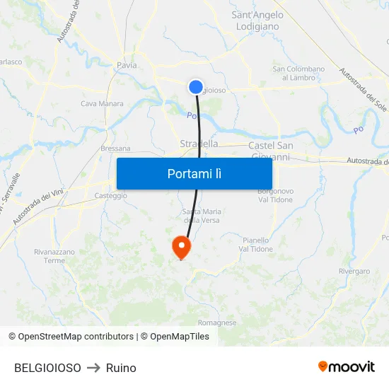 BELGIOIOSO to Ruino map