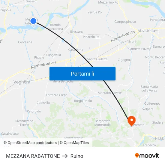 MEZZANA RABATTONE to Ruino map