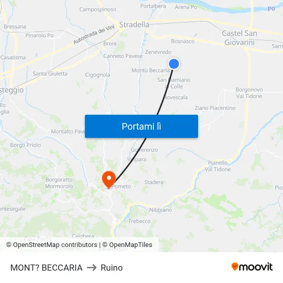 MONT? BECCARIA to Ruino map