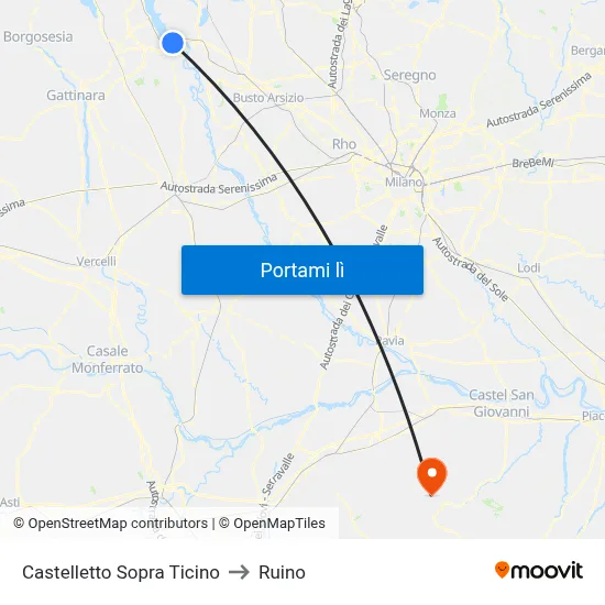 Castelletto Sopra Ticino to Ruino map