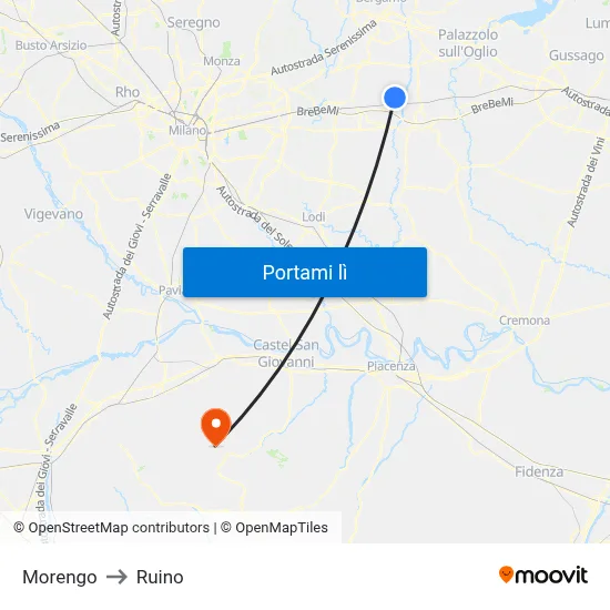 Morengo to Ruino map