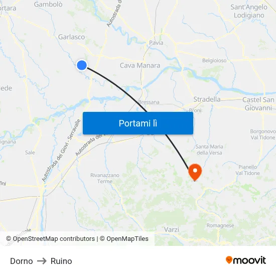 Dorno to Ruino map