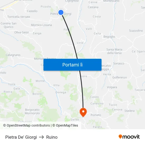 Pietra De' Giorgi to Ruino map