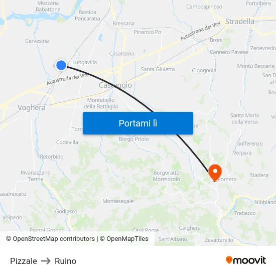 Pizzale to Ruino map