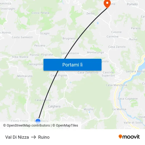 Val Di Nizza to Ruino map