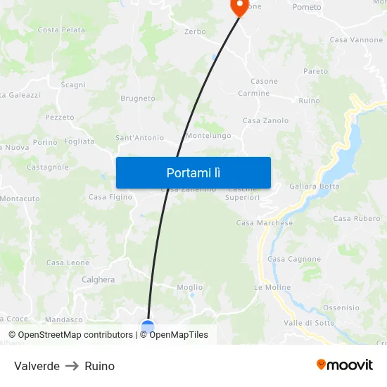 Valverde to Ruino map