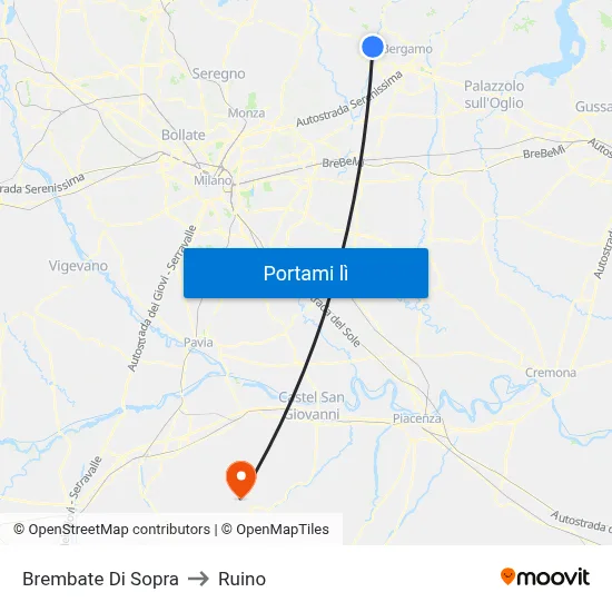 Brembate Di Sopra to Ruino map