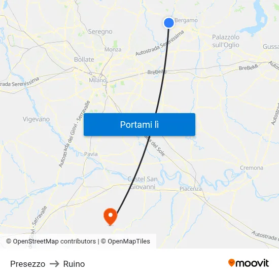 Presezzo to Ruino map