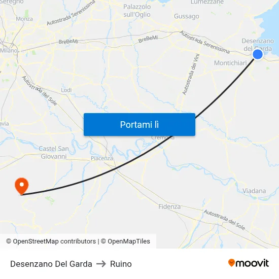 Desenzano Del Garda to Ruino map