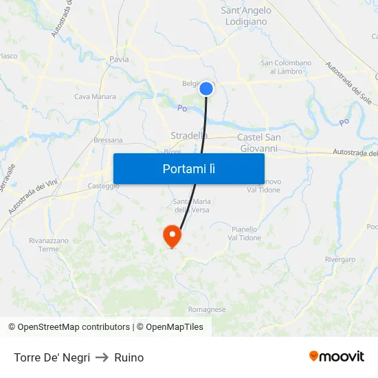 Torre De' Negri to Ruino map