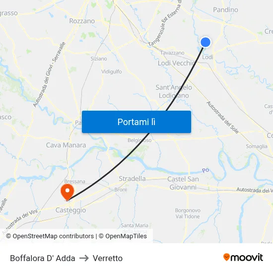 Boffalora D' Adda to Verretto map