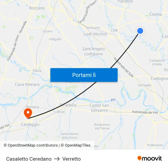 Casaletto Ceredano to Verretto map
