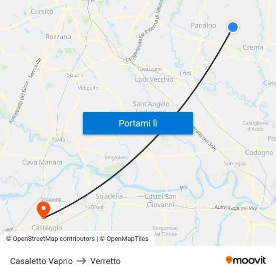 Casaletto Vaprio to Verretto map