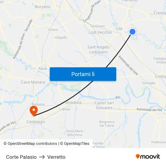 Corte Palasio to Verretto map