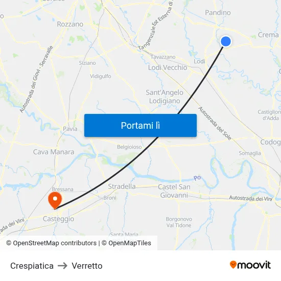 Crespiatica to Verretto map
