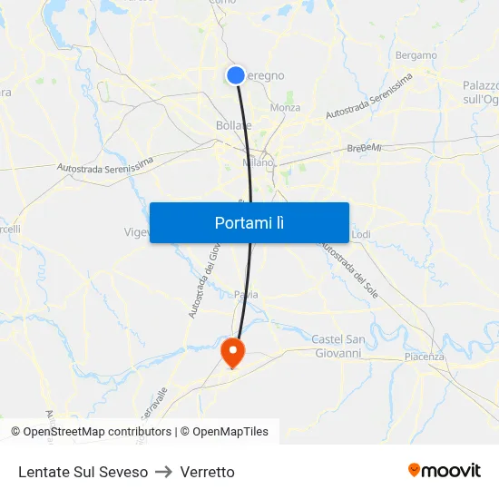 Lentate Sul Seveso to Verretto map