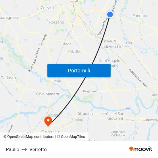 Paullo to Verretto map