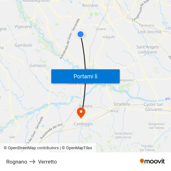 Rognano to Verretto map