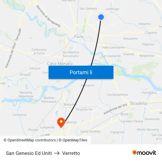 San Genesio Ed Uniti to Verretto map
