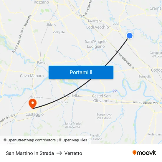 San Martino In Strada to Verretto map