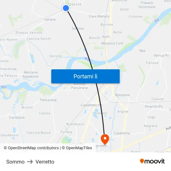 Sommo to Verretto map