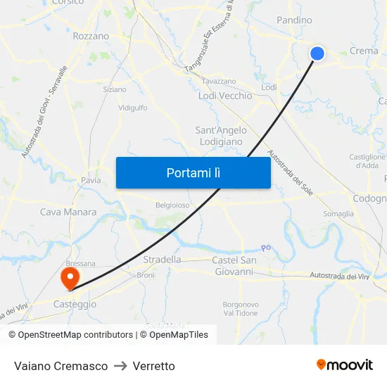 Vaiano Cremasco to Verretto map