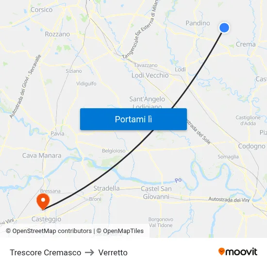 Trescore Cremasco to Verretto map
