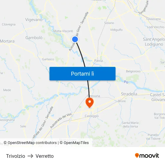 Trivolzio to Verretto map