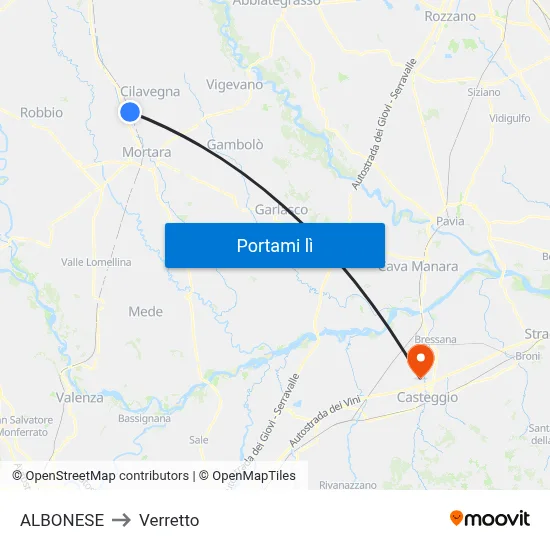 ALBONESE to Verretto map