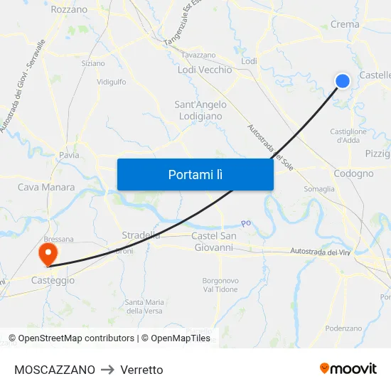MOSCAZZANO to Verretto map