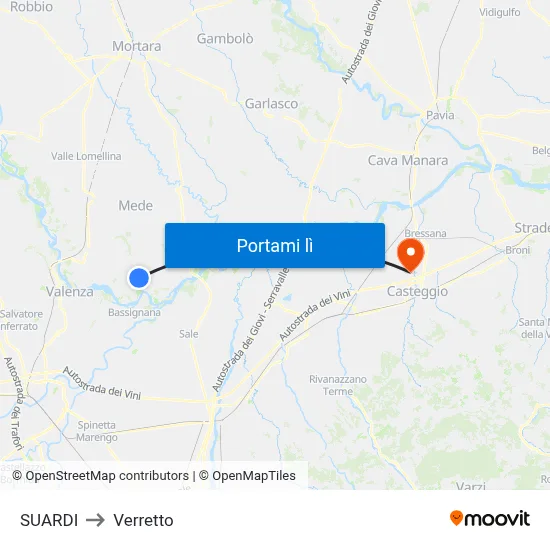 SUARDI to Verretto map