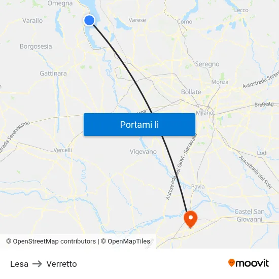 Lesa to Verretto map
