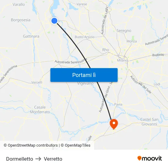 Dormelletto to Verretto map