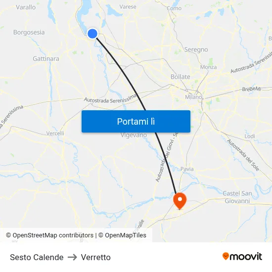 Sesto Calende to Verretto map