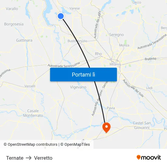 Ternate to Verretto map
