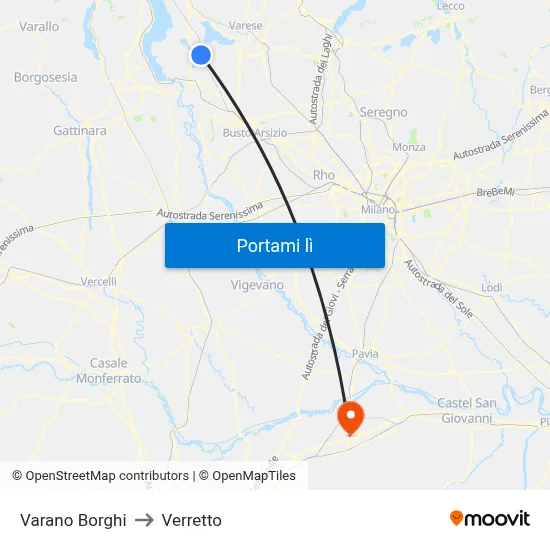 Varano Borghi to Verretto map
